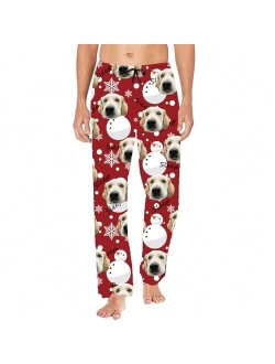 Liubai Custom Face Pajama Bottoms for Men Women Dog Face Pants Personalized Pajamas Couple Pj Trousers Gifts for Him Her