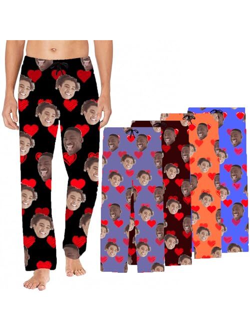 Liubai Custom Face Pajama Bottoms for Men Women Dog Face Pants Personalized Pajamas Couple Pj Trousers Gifts for Him Her