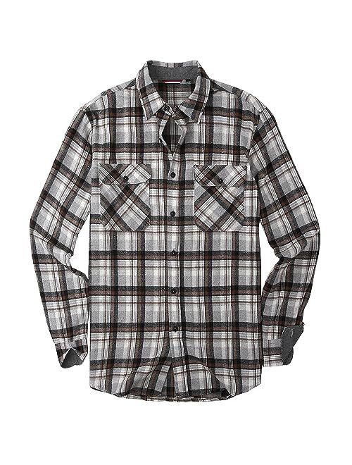 WARHORSEE Flannel Shirt for Men Long Sleeve Regular Fit Button Down Casual Plaid Shirt