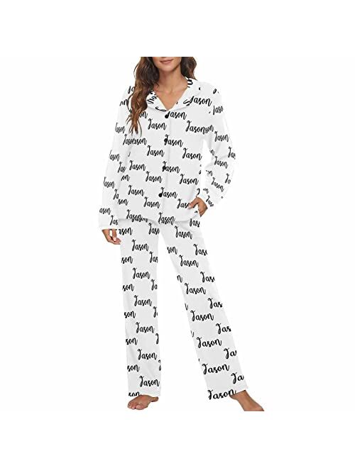 MyPupSocks Custom Face Pajamas for Women Set, Personalized Photo Long Sleepwear XS-XXL