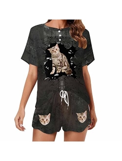 D-Story Custom Short Pajama Set with Pet Face Personalized Photo Sleepwear 2 Pieces Pjs Nightwear Xmas Gift for Women