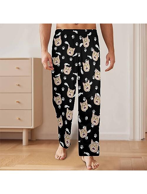 FunStudio Custom Face Pajama Pants with Picture Personalized Photo PJ Bottoms Customized Gifts for Men Women