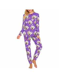 MyPupSocks Custom Pet Pajamas Sets for Women Dog Cat Face Sleepwear for Christmas XS-XXL