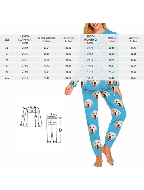 MyPupSocks Custom Pet Pajamas Sets for Women Dog Cat Face Sleepwear for Christmas XS-XXL