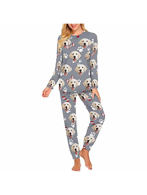 MyPupSocks Custom Pet Pajamas Sets for Women Dog Cat Face Sleepwear for Christmas XS-XXL