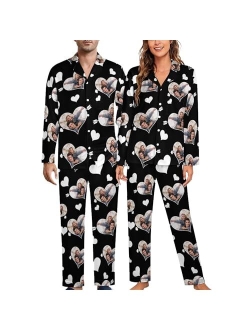 Bcaggucn Custom Face Pajamas Set, Personalized Family Pjs Matching Sets with Photo Sleepwear Gift for Women Men Christmas