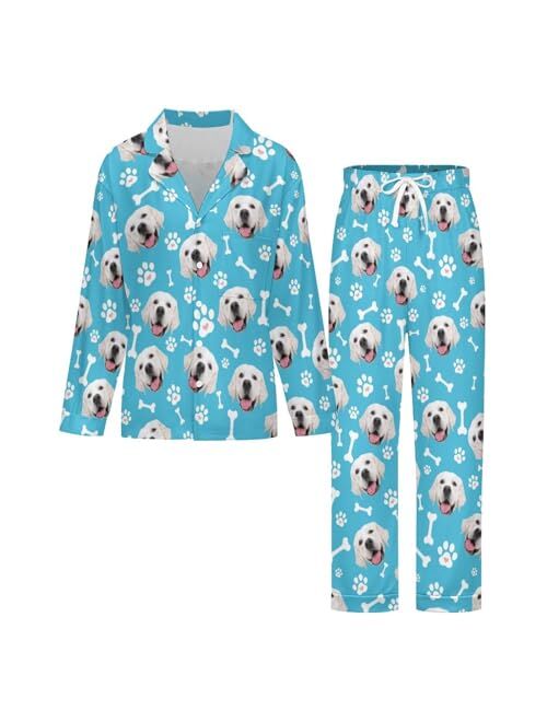 Bcaggucn Custom Face Pajamas Set, Personalized Family Pjs Matching Sets with Photo Sleepwear Gift for Women Men Christmas