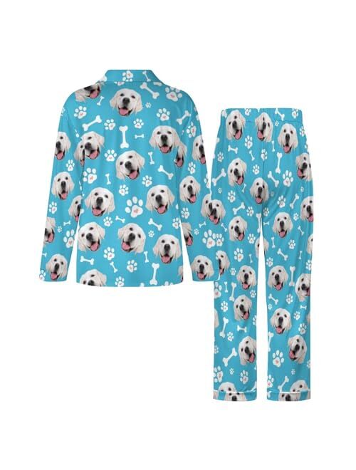 Bcaggucn Custom Face Pajamas Set, Personalized Family Pjs Matching Sets with Photo Sleepwear Gift for Women Men Christmas