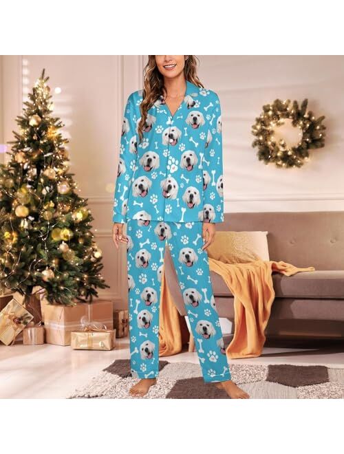 Bcaggucn Custom Face Pajamas Set, Personalized Family Pjs Matching Sets with Photo Sleepwear Gift for Women Men Christmas