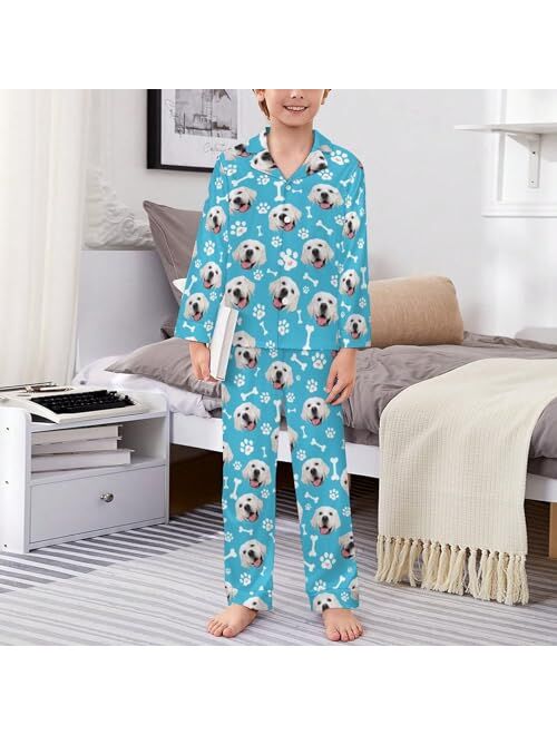 Bcaggucn Custom Face Pajamas Set, Personalized Family Pjs Matching Sets with Photo Sleepwear Gift for Women Men Christmas