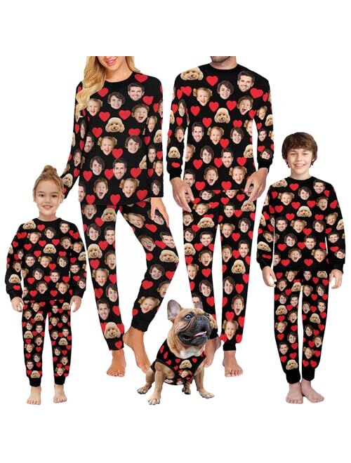 Artsadd Custom Family Christmas Matching Pajama Sets Personalized 1-5 Faces Funny Sleepwear Pjs for Men, Women, Kids, Pet