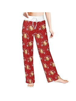 Cowcute Custom Womens Sleep Pants Pajama Pants for Dog Cat Mom, Personalized Funny Pajamas Bottoms with Pet Face Photo & Name