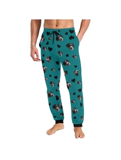 Zaacustom Photo Face Personalized Pajama Pants Men Casual Sleepwear Custom Pj Pants Bottoms Customized Gift for Husband Boyfriend Dad