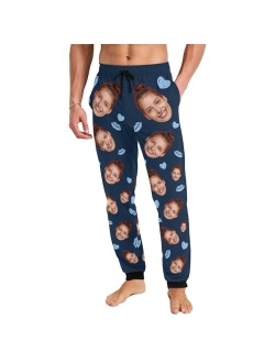 Zaacustom Photo Face Personalized Pajama Pants Men Casual Sleepwear Custom Pj Pants Bottoms Customized Gift for Husband Boyfriend Dad