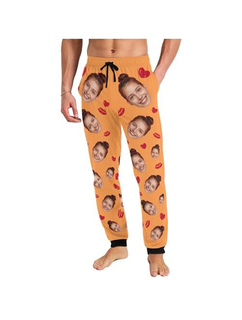 Zaacustom Photo Face Personalized Pajama Pants Men Casual Sleepwear Custom Pj Pants Bottoms Customized Gift for Husband Boyfriend Dad