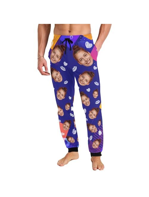 Zaacustom Photo Face Personalized Pajama Pants Men Casual Sleepwear Custom Pj Pants Bottoms Customized Gift for Husband Boyfriend Dad