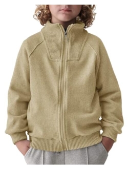 Haloumoning Boys Cardigan Sweater Kids Long Sleeve Full-Zip Knit Sweaters Outwear 5-14 Years