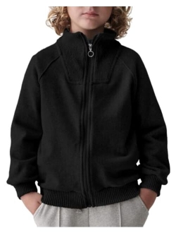 Haloumoning Boys Cardigan Sweater Kids Long Sleeve Full-Zip Knit Sweaters Outwear 5-14 Years