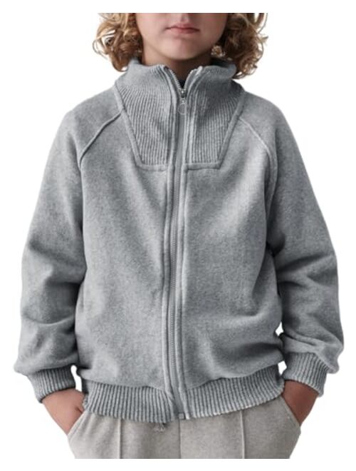 Haloumoning Boys Cardigan Sweater Kids Long Sleeve Full-Zip Knit Sweaters Outwear 5-14 Years