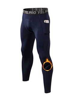 Spvise Men's Thermal Leggings Tights, Winter Warm Athletic Compression Pants Sports Baselayer Long Johns Underwear Men Pocket