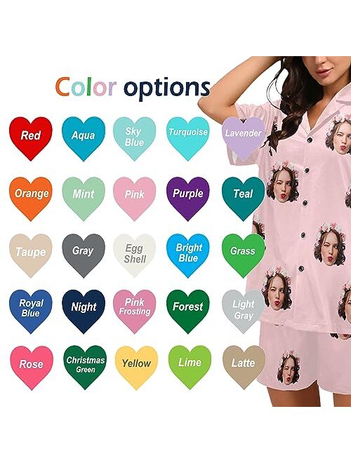 InterestPrint Custom Face Womens V-Neck Short Pajamas Personalized Pet Shirt PJ Sets Casual Sleepwear 2 Pieces Pjs