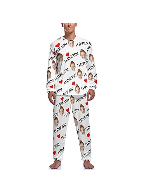 D-Story Custom Face Pajama Sets Personalized Sleepwear with Photo Funny Gift Pajamas for Men Dad Husband Boyfriend