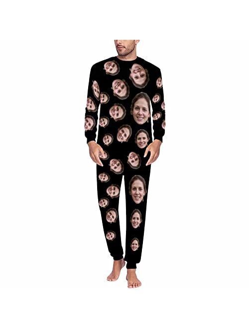 D-Story Custom Face Pajama Sets Personalized Sleepwear with Photo Funny Gift Pajamas for Men Dad Husband Boyfriend