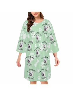 Artsadd Personalized Womens Nightgown Custom Face Pajamas Customized Photo Sleepwear Sleepshirt Nightdress Housecoat