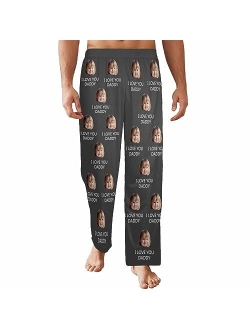 Artsadd Personalized Face Mens Pajama Pants Custom Lounge Sleep Pajamas Bottoms with Photo Sleepwear Pants Pjs Gifts for Men