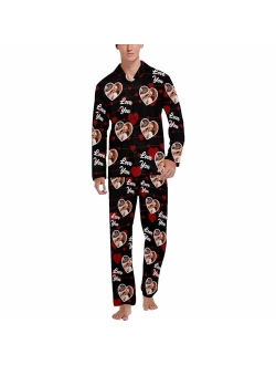 Artsadd Personalized Face Mens Pajama Pants Custom Lounge Sleep Pajamas Bottoms with Photo Sleepwear Pants Pjs Gifts for Men