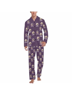 Artsadd Personalized Face Mens Pajama Pants Custom Lounge Sleep Pajamas Bottoms with Photo Sleepwear Pants Pjs Gifts for Men