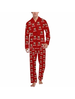 Artsadd Personalized Face Mens Pajama Pants Custom Lounge Sleep Pajamas Bottoms with Photo Sleepwear Pants Pjs Gifts for Men