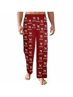 Artsadd Personalized Face Mens Pajama Pants Custom Lounge Sleep Pajamas Bottoms with Photo Sleepwear Pants Pjs Gifts for Men