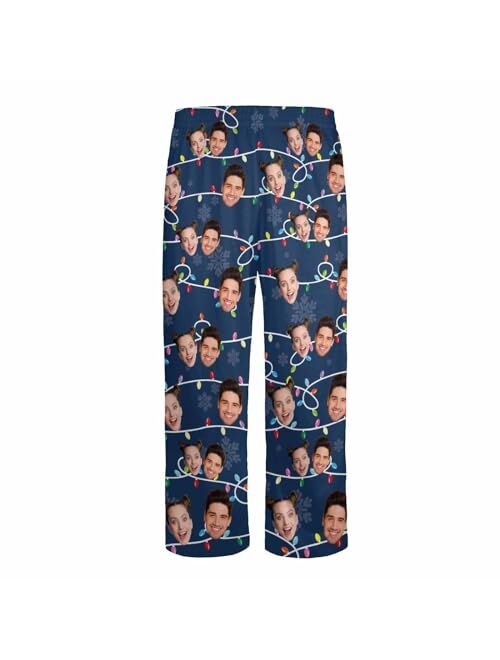 Artsadd Personalized Face Mens Pajama Pants Custom Lounge Sleep Pajamas Bottoms with Photo Sleepwear Pants Pjs Gifts for Men