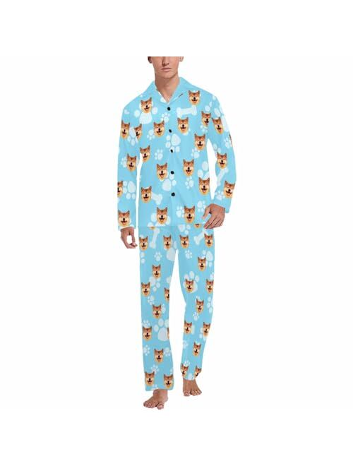 Artsadd Personalized Face Mens Pajama Pants Custom Lounge Sleep Pajamas Bottoms with Photo Sleepwear Pants Pjs Gifts for Men