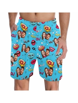 Artsadd Custom Face Pajama Pants Personalized Pajama Shorts for Men, Men's Pajama Bottoms with Photo, Mens Shorts PJ Pants