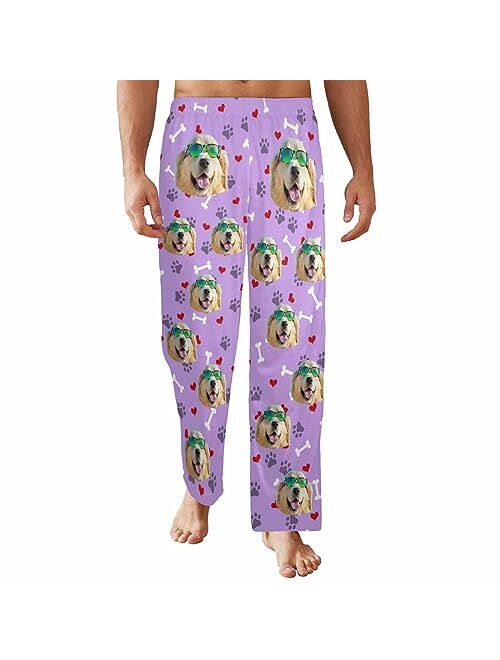 Artsadd Custom Face Pajama Pants Personalized Pajama Shorts for Men, Men's Pajama Bottoms with Photo, Mens Shorts PJ Pants