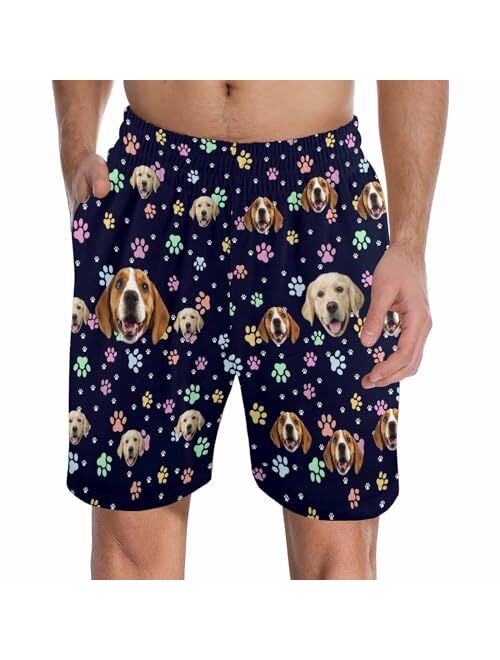 Artsadd Custom Face Pajama Pants Personalized Pajama Shorts for Men, Men's Pajama Bottoms with Photo, Mens Shorts PJ Pants