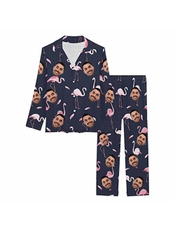 Artsadd Custom face Pajama Set Galaxy for Women Personalized Picture Print Long Sleeve Sets Sleepwear Nightwear