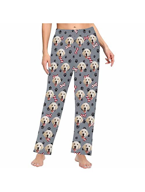 Mypupsocks Custom Face Pajamas Pants Personalized Nightwear Bottoms for Women XS-XXL