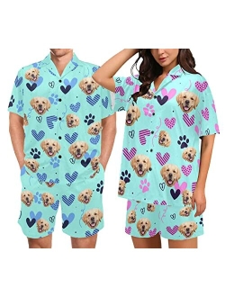 Artsadd Personalized Couples Matching Pajamas, His and Hers Custom Photo Short Pj Set, Women Men Valentine's Day Funny Gifts