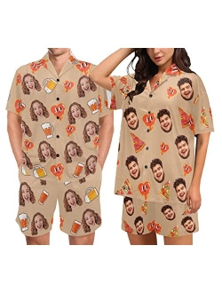 Artsadd Personalized Couples Matching Pajamas, His and Hers Custom Photo Short Pj Set, Women Men Valentine's Day Funny Gifts