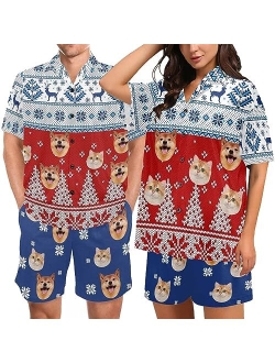 Artsadd Personalized Couples Matching Pajamas, His and Hers Custom Photo Short Pj Set, Women Men Valentine's Day Funny Gifts