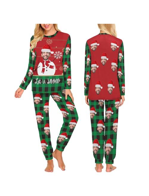 InterestPrint Custom Face Pajama Sets Personalized Sleepwear with Photo Pet Dog PJS Funny Gift Pajamas for Women