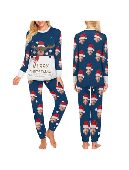 InterestPrint Custom Face Pajama Sets Personalized Sleepwear with Photo Pet Dog PJS Funny Gift Pajamas for Women