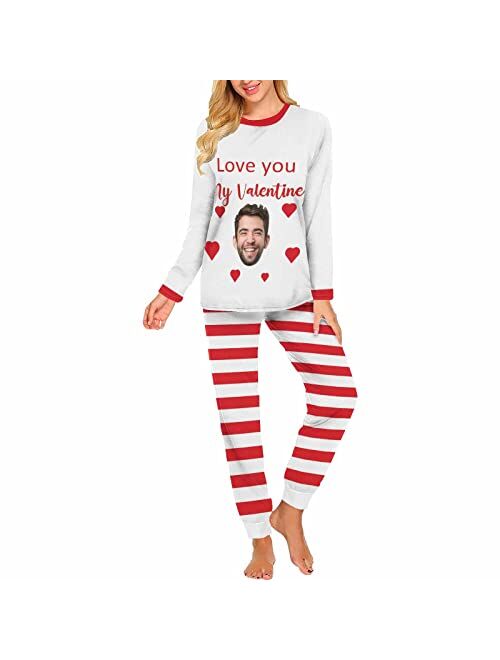 InterestPrint Custom Face Pajama Sets Personalized Sleepwear with Photo Pet Dog PJS Funny Gift Pajamas for Women