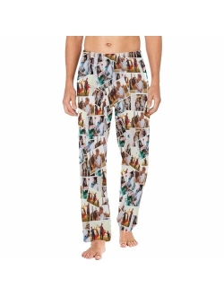 Colorsforu Custom Men's Pajama Pants with Face/Text, Personalized Pjs Lounge Sleep Bottoms, Customized Christmas Gift