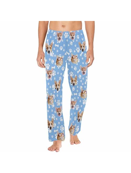 Colorsforu Custom Men's Pajama Pants with Face/Text, Personalized Pjs Lounge Sleep Bottoms, Customized Christmas Gift