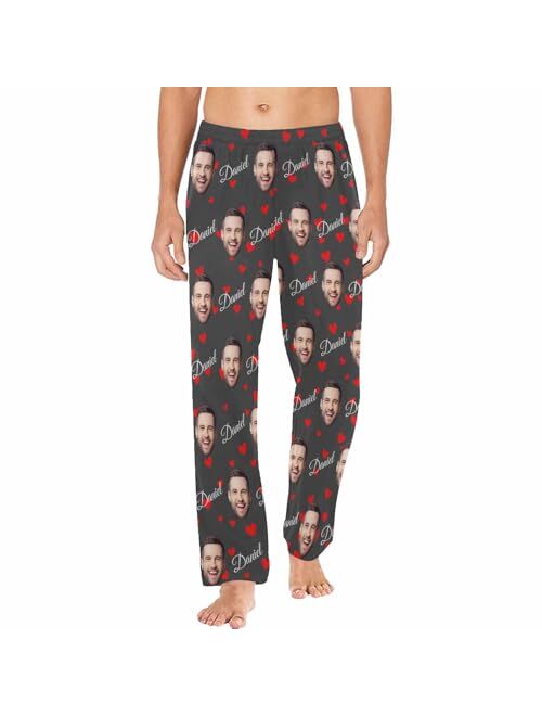 Colorsforu Custom Men's Pajama Pants with Face/Text, Personalized Pjs Lounge Sleep Bottoms, Customized Christmas Gift