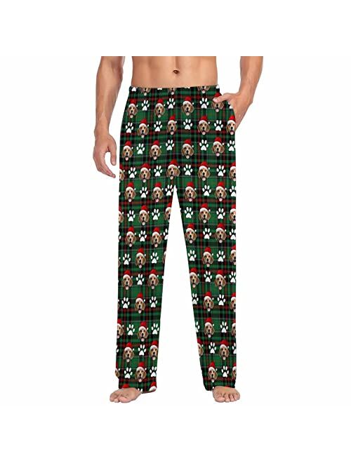 Interestprint Personalized Pajama Pants for Men Custom Face Photo Pet Pajamas Bottoms Christmas Pajamas Gift